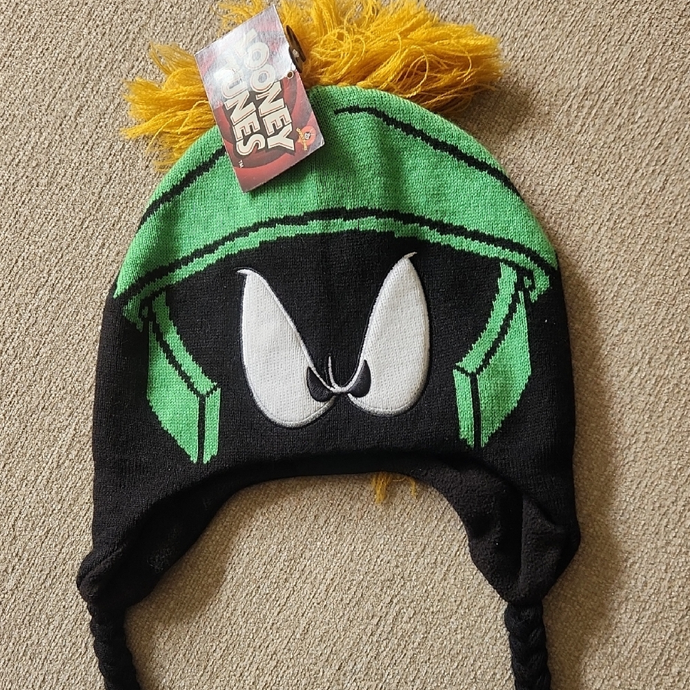Looney Tunes MARVIN THE MARTIAN Knit Toboggan Hat Beanie☆3D & Embroidered
